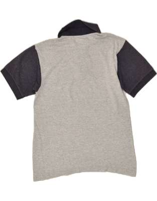 Vintage Champion Size S Colourblock Polo Shirt in Grey