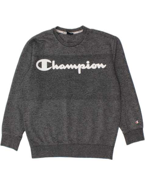 Vintage Champion Size S Flecked Graphic Sweatshirt Jumper in Grey - view 1