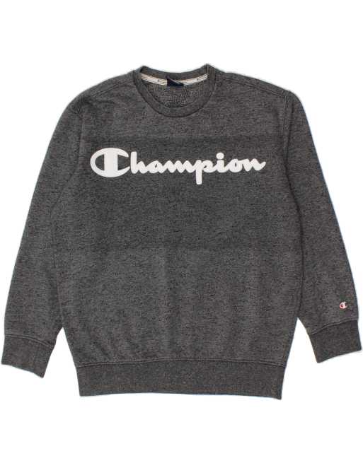 Vintage Champion Size S Flecked Graphic Sweatshirt Jumper in Grey