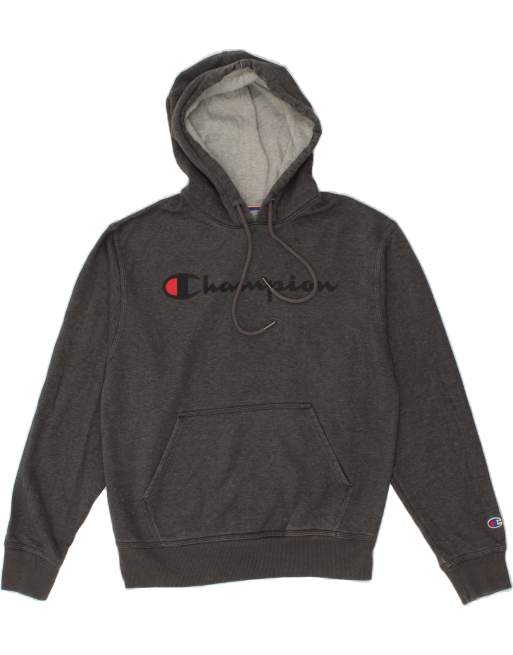 Vintage Champion Size S Graphic Hoodie Jumper in Grey