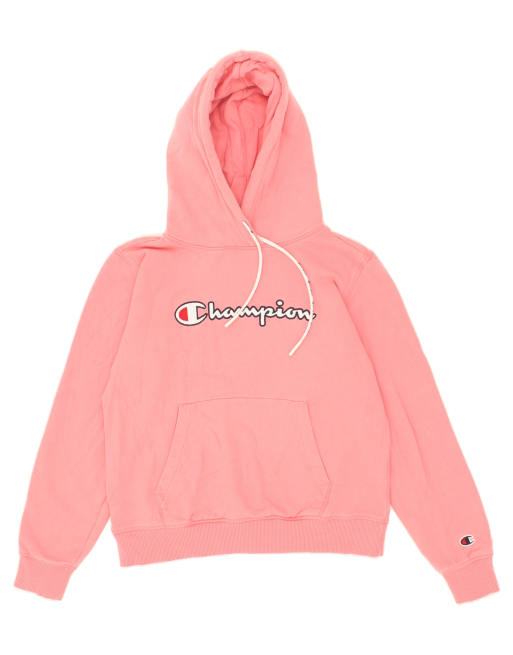 Vintage Champion Size S Graphic Hoodie Jumper in Pink