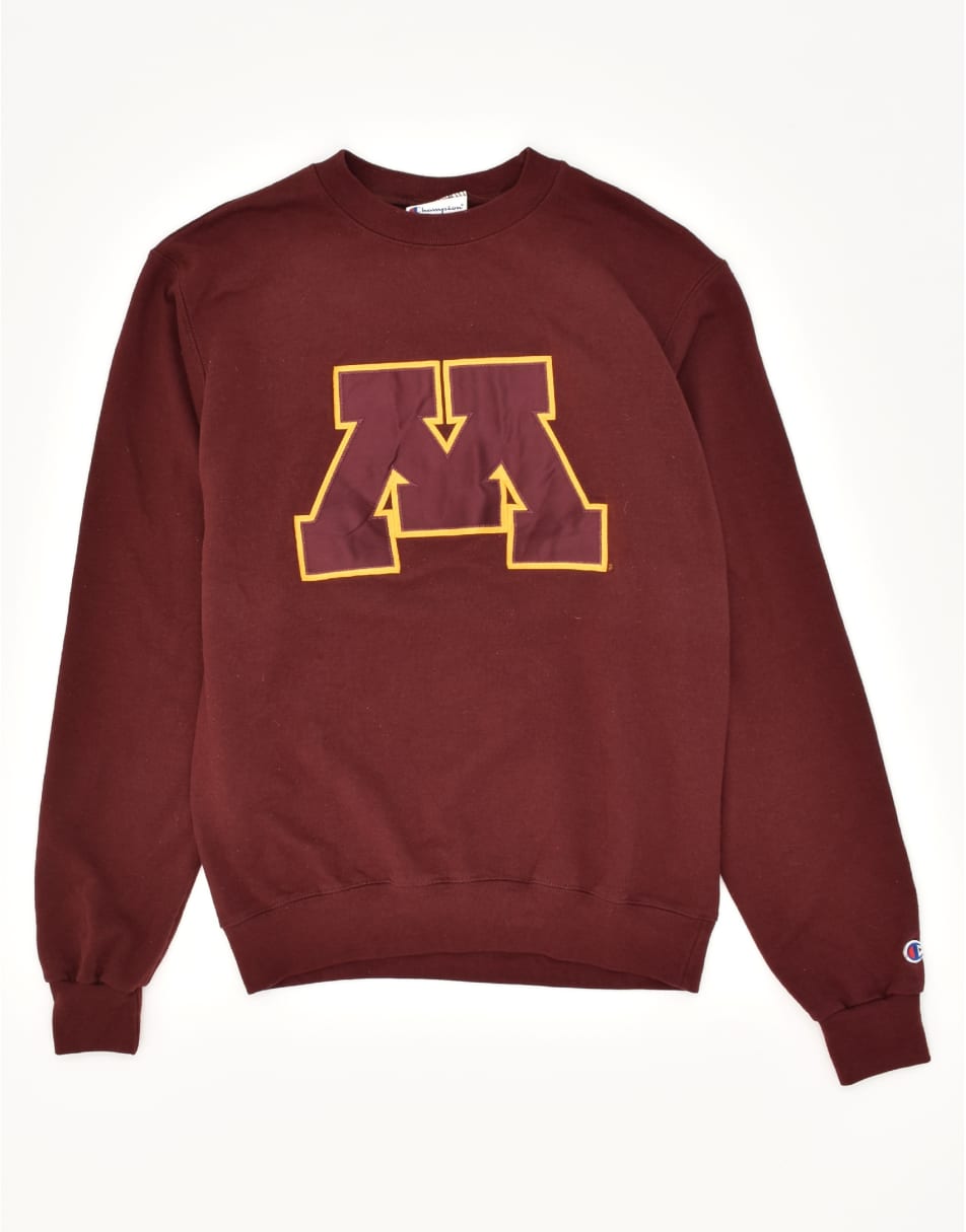 Vintage Champion Size S Graphic Sweatshirt Jumper in Burgundy