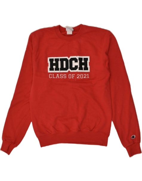 Vintage Champion Size S Graphic Sweatshirt Jumper in Red - view 1