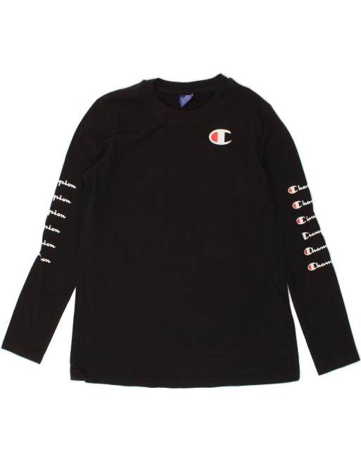 Vintage Champion Size S Graphic Top Long Sleeve in Black