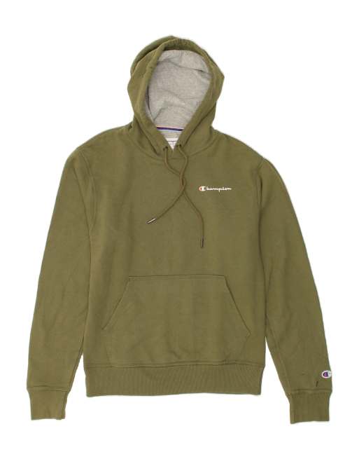 Vintage Champion Size S Hoodie Jumper in Khaki Tennis Cotton Chenille Sweatshirt RcjShops