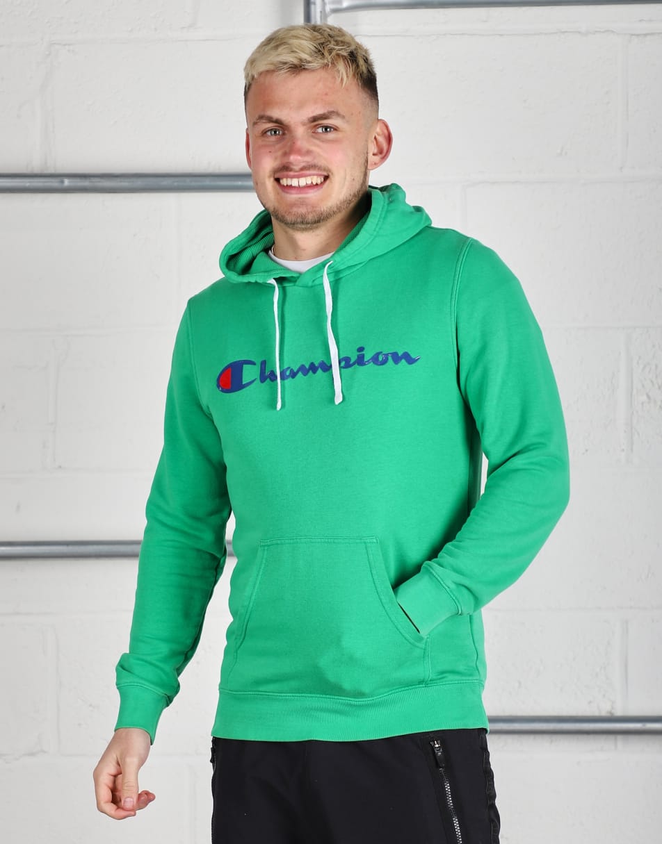 Vintage Champion Size S spell out hoodie in green
