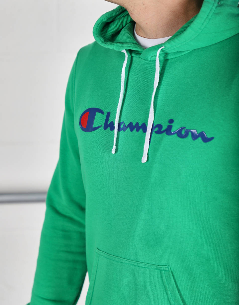 Vintage Champion Size S spell out hoodie in green 1