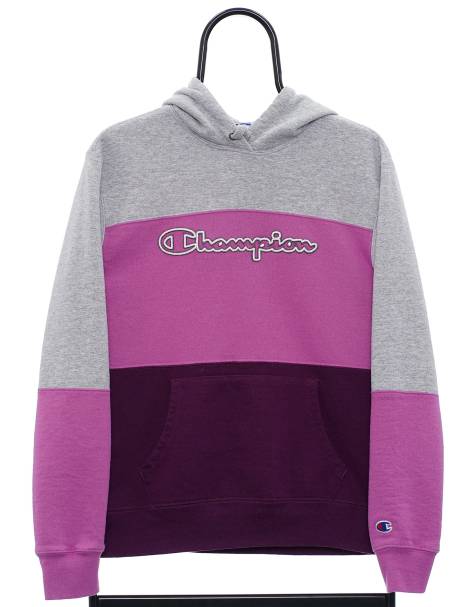 Vintage champion size s spellout hoodie in pink - view 1