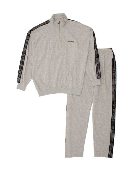 Vintage Champion Size XL Graphic Full Tracksuit in Grey