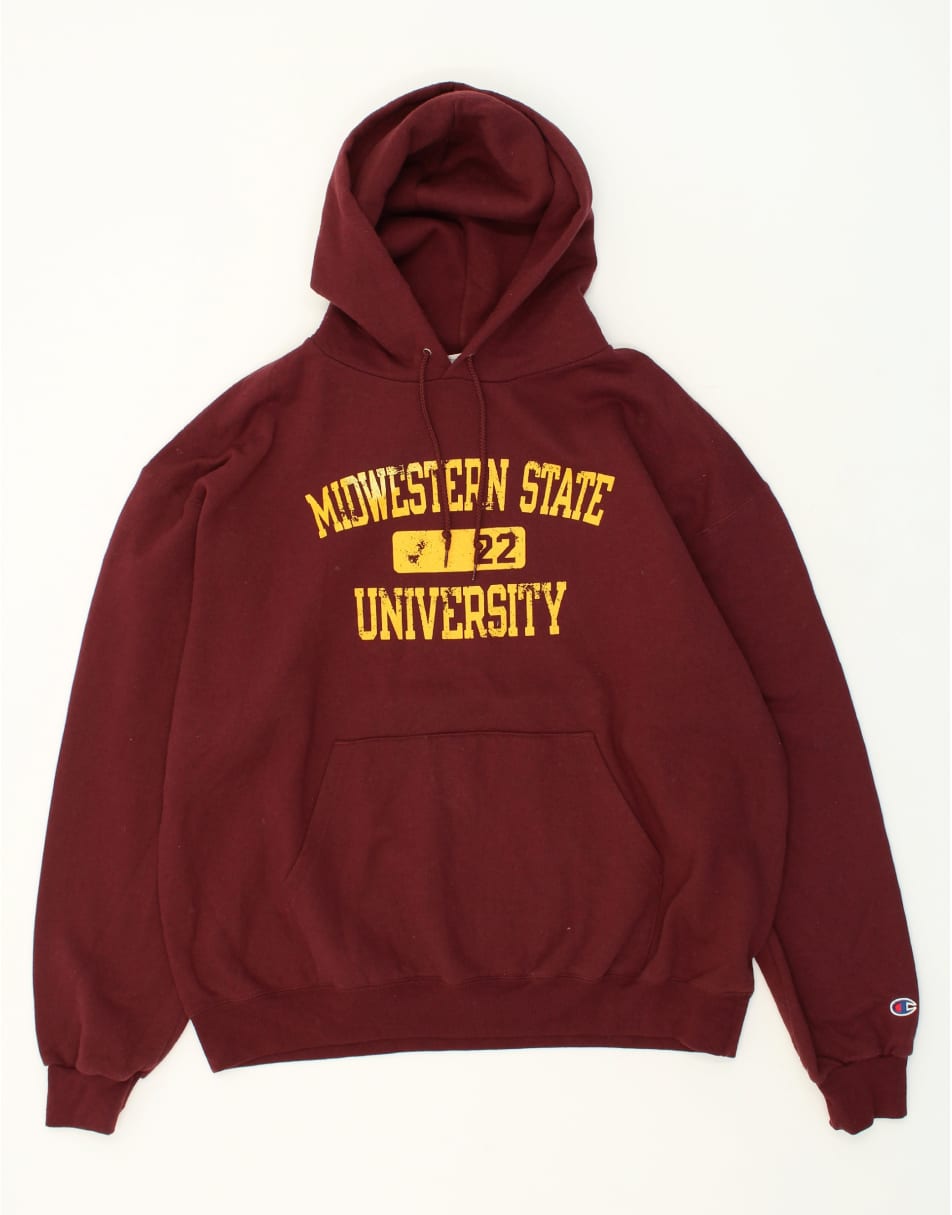 Vintage Champion Size XL Graphic Hoodie Jumper in Brown