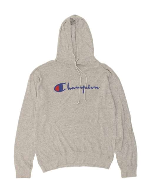 Vintage Champion Size XL Graphic Hoodie Jumper in Grey