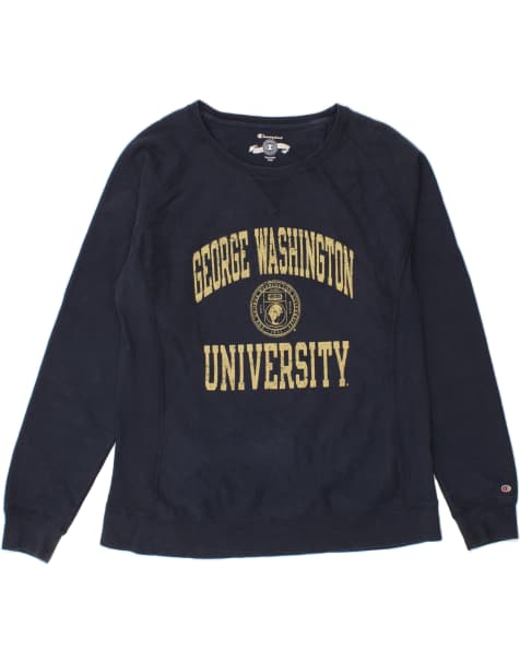 Vintage Champion Size XL Graphic Sweatshirt Jumper in Navy Blue - view 1