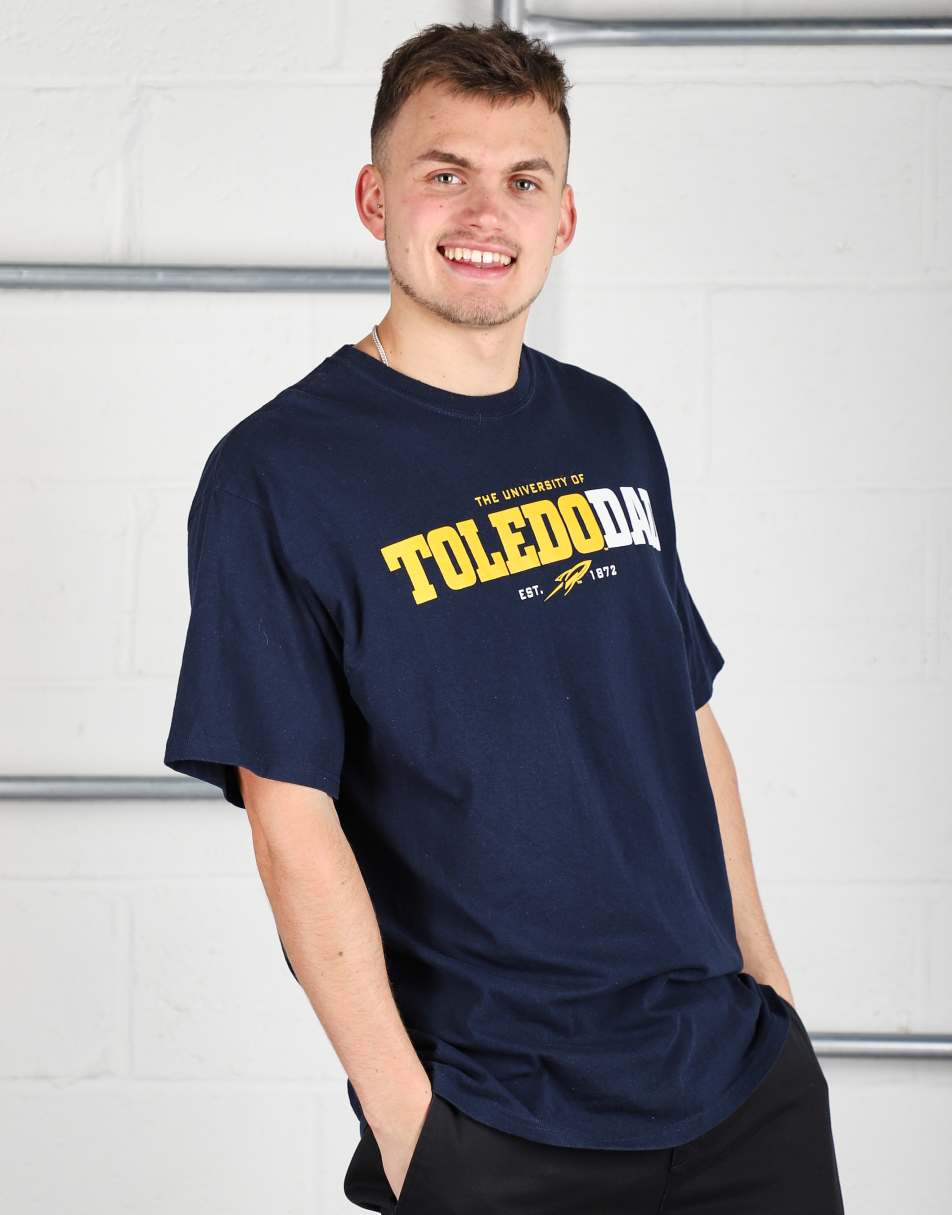 Vintage Champion Size XL short sleeve college t-shirt in navy
