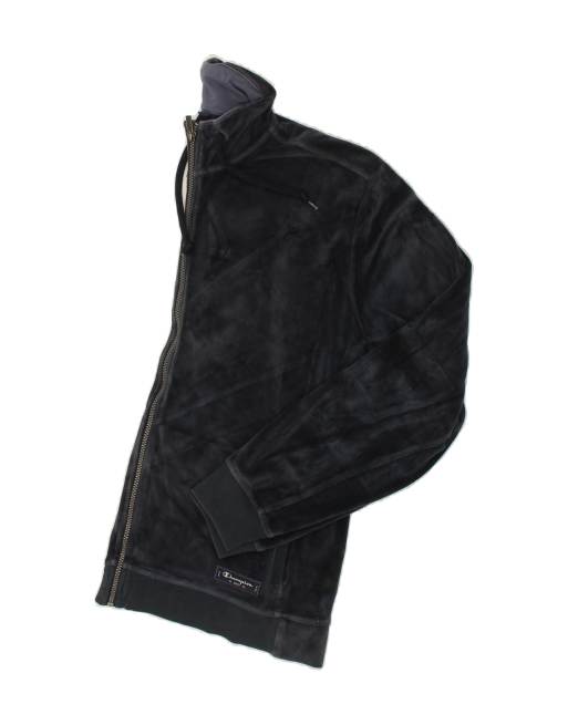 Vintage Champion Size XL Velour Tracksuit Top Jacket in Navy Blue, 3 of 4