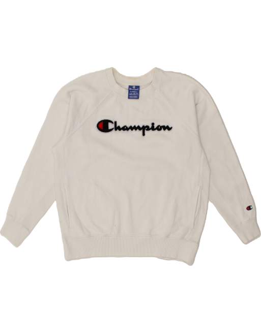 Vintage Champion Size XS Graphic Sweatshirt Jumper in White
