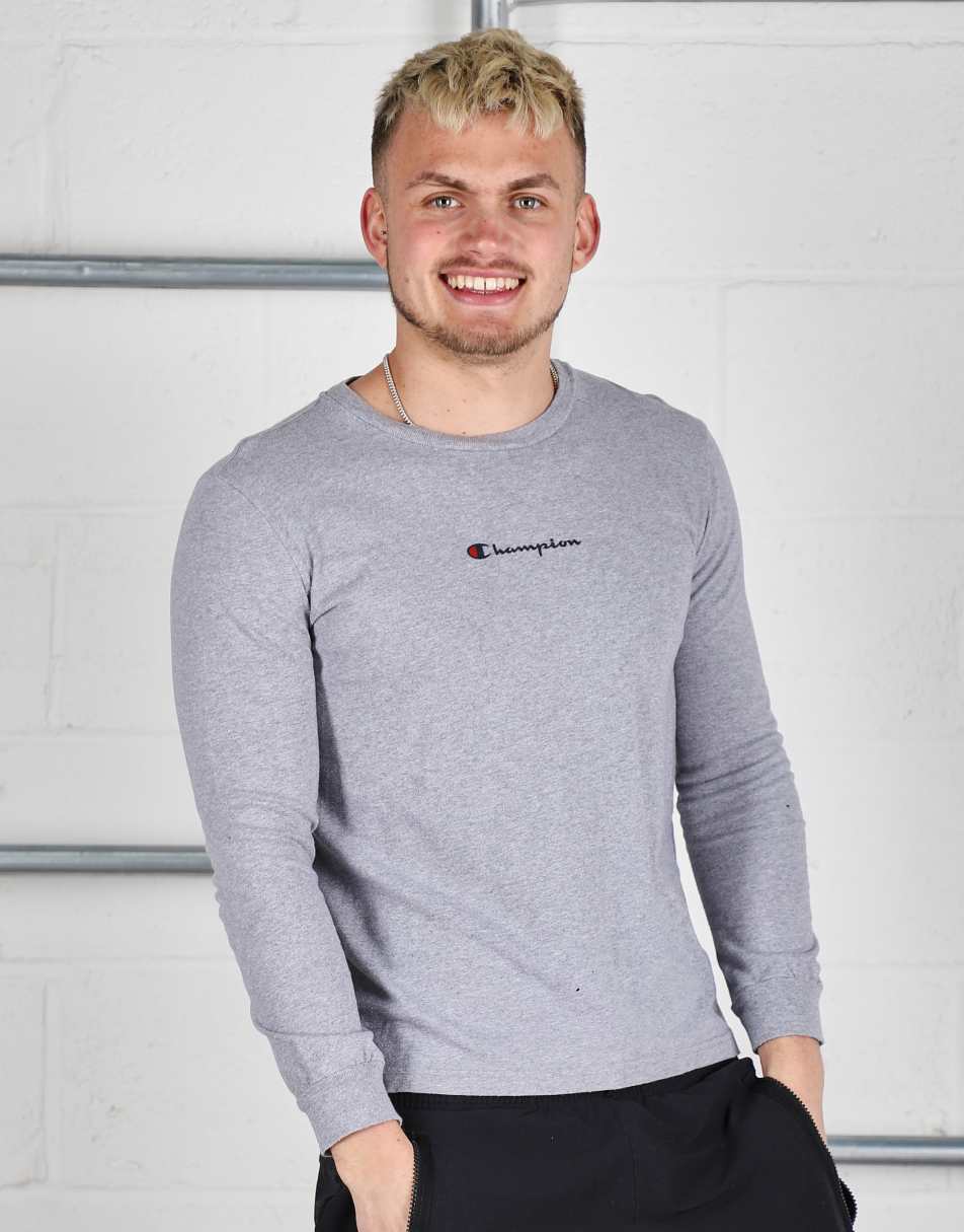Vintage Champion Size XS logo long sleeve t-shirt in grey