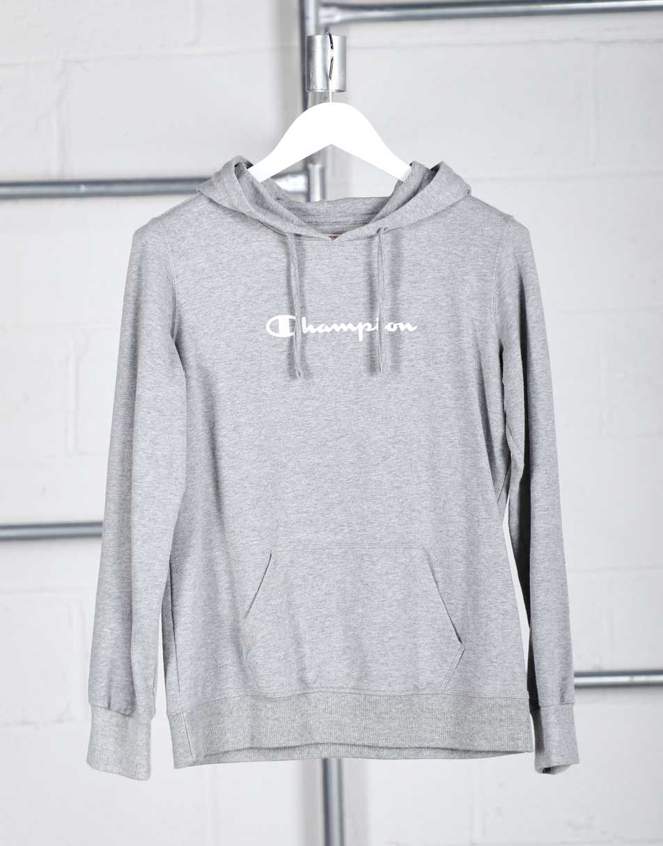 Vintage Champion Size XS pullover spell out hoodie in grey