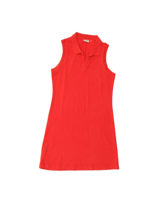 Vintage Champion Sleeveless Polo Dress UK 14 Large In Red