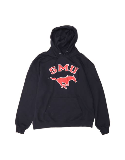 Vintage Champion Smu Mustangs Football Graphic Hoodie Jumper XL In Blue