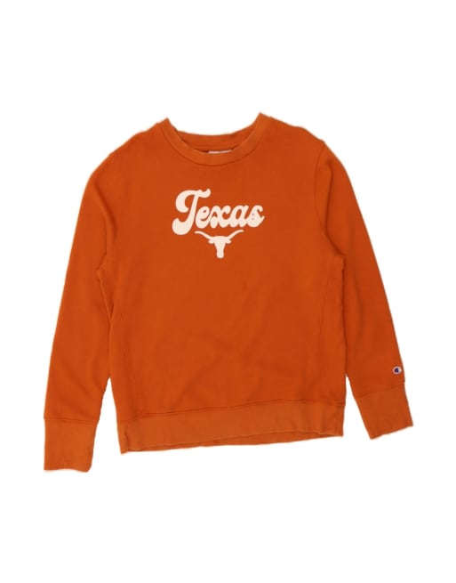 Vintage Champion Texas Graphic Sweatshirt Jumper UK 16 Large In Orange