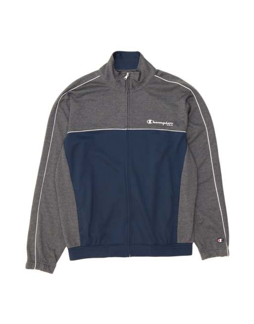 Vintage Champion Tracksuit Top Jacket Large In Blue Colourblock