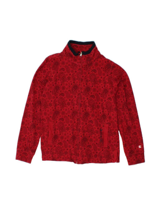 Vintage Champion Tracksuit Top Jacket UK 16 Large In Red Paisley