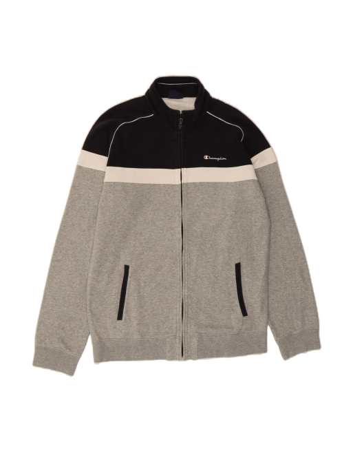 Vintage Champion Tracksuit Top Jacket UK 18 XL In Grey Colourblock