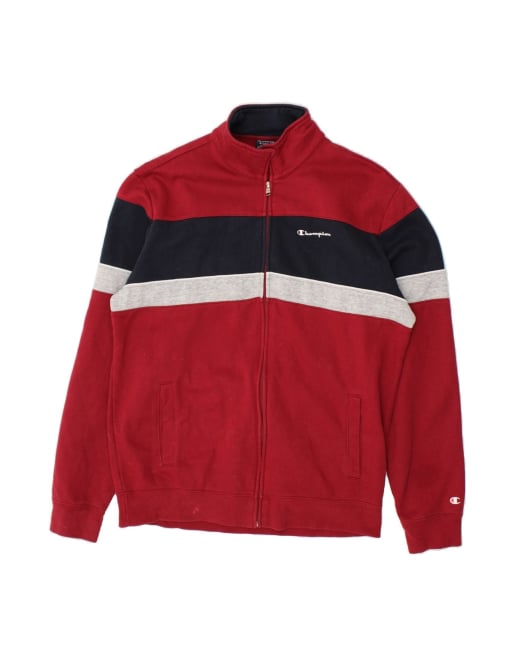 Vintage Champion Tracksuit Top Jacket XL In Red Colourblock