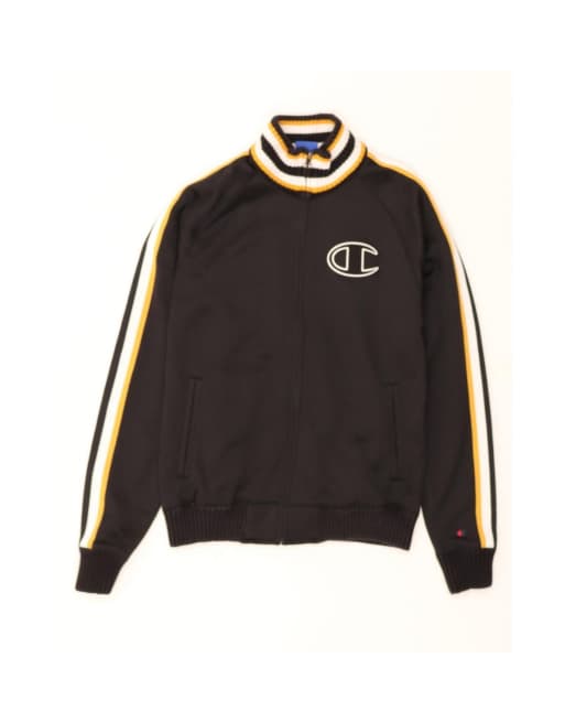 Vintage Champion Tracksuit Top Small In Black Colourblock