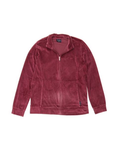 Vintage Champion Velour Tracksuit Top Jacket UK 14 Medium In Burgundy - view 1