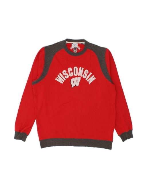Vintage Champion Wisconsin Graphic Sweatshirt Jumper XL In Red