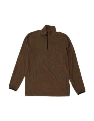 Vintage Champion Zip Neck Fleece Jumper Large In Brown - view 1