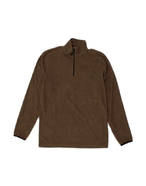 Vintage Champion Zip Neck Fleece Jumper Large In Brown