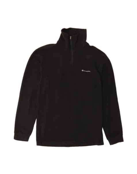 Vintage Champion Zip Neck Fleece Jumper XL In Black - view 1