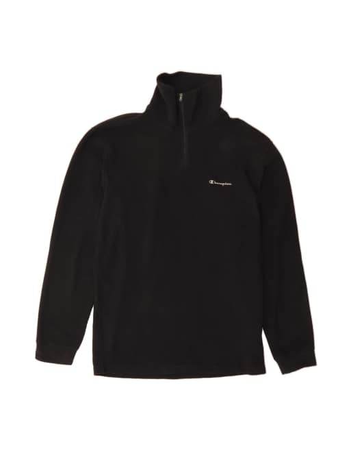 Vintage Champion Zip Neck Fleece Jumper XL In Black