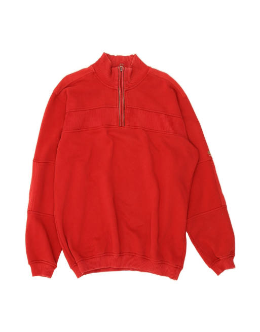 Vintage Champion Zip Neck Jumper Sweater 2XL In Red