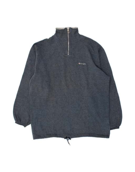 Vintage Champion Zip Neck Sweatshirt Jumper 2XL In Blue