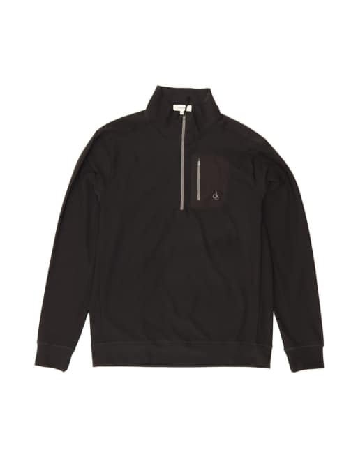 Vintage Champion Zip Neck Sweatshirt Jumper Large In Black
