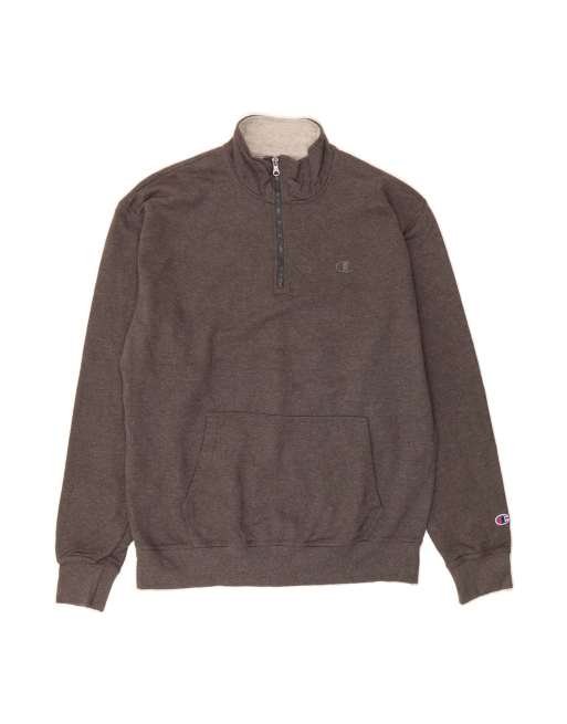 Vintage Champion Zip Neck Sweatshirt Jumper Large In Grey