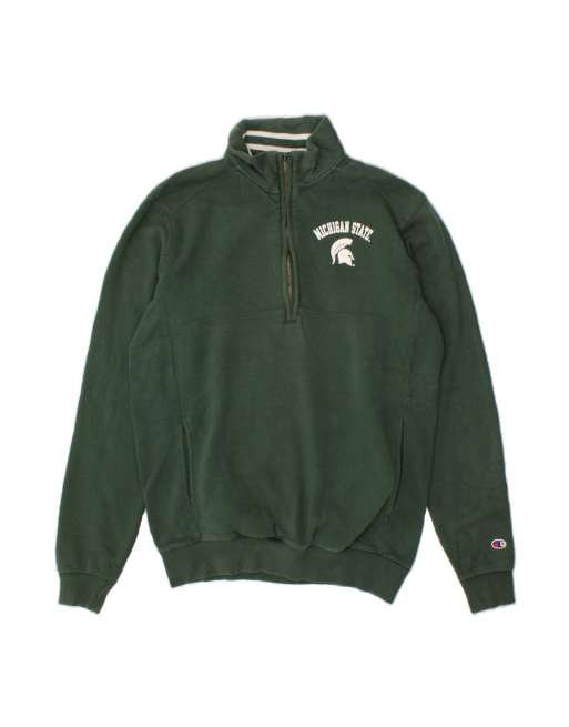 Vintage Champion Zip Neck Sweatshirt Jumper Medium In Green