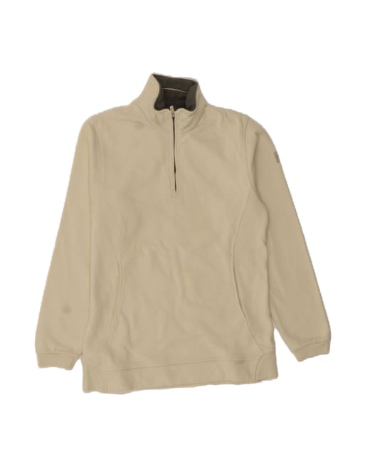 Vintage Champion Zip Neck Sweatshirt Jumper Small In Beige