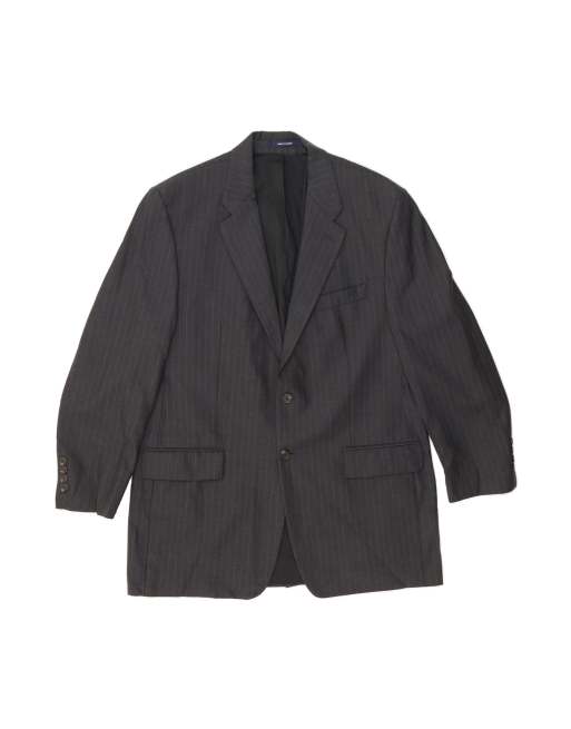 Vintage Chaps Ralph Lauren 2 Button Blazer Jacket UK 44 2XL In Grey Pinstripe