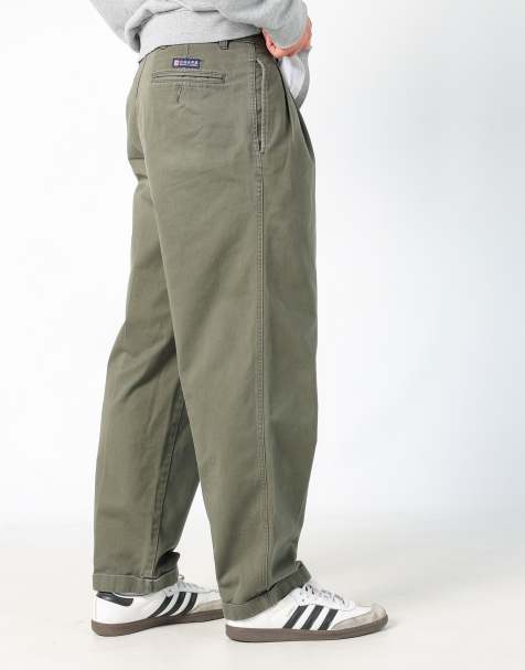 Vintage Chaps Ralph Lauren 33x30 woven straight pants in dark green - view 1