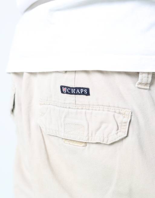 Vintage Chaps Ralph Lauren 36x23 canvas cargo shorts in beige, 4 of 4