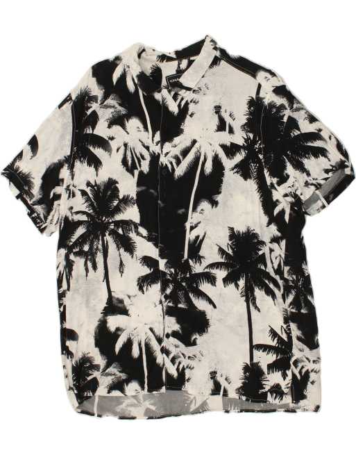 Vintage Chapter Size 2XL Floral Short Sleeve Shirt in Grey