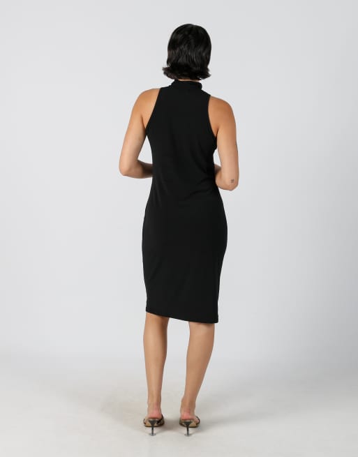 Vintage Charly Italia M woven midi dress in black, 3 of 4