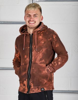 Vintage Cheap Monday Size S zip up hoodie in brown tie dye