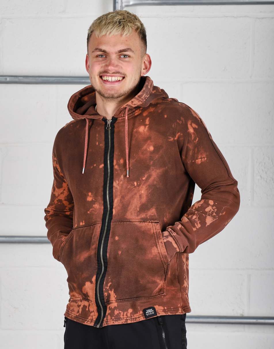 Vintage Cheap Monday Size S zip up hoodie in brown tie dye