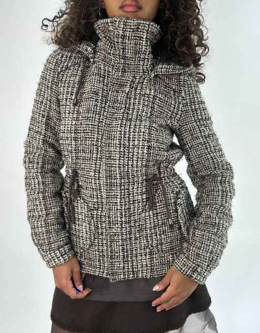 Vintage checkered jacket in brown, 3 of 4