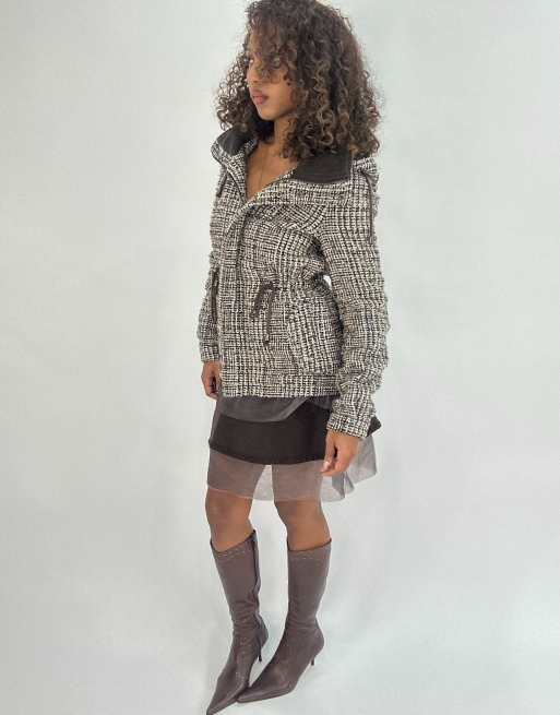 Vintage checkered jacket in brown, 4 of 4